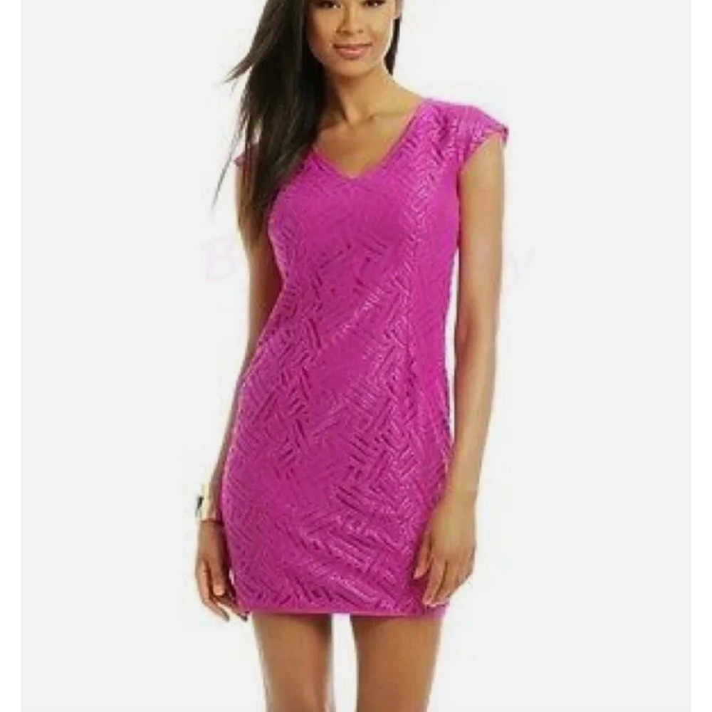 Lilly Pulitzer Fuchsia V-Neck Shift Dress Size‎ 10 Resortwear Cocktail Tropical